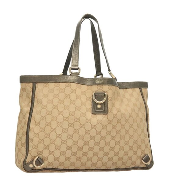 GUCCI GG Canvas Abbey Tote Bag Beige Gold 141472 Auth - Picture 1 of 16